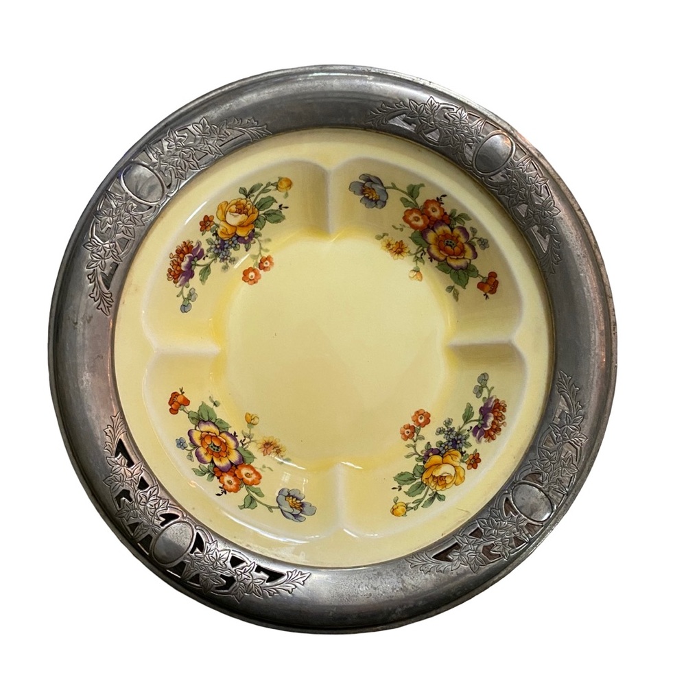 Antique Golden Marie Farberware‎ by Sebring Pottery Bowl with Metal Rim